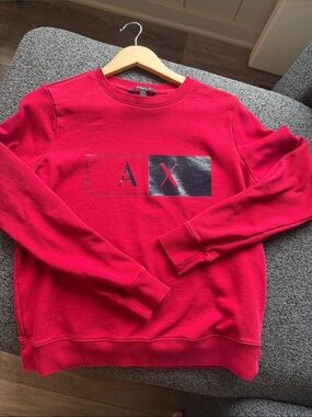 Armani Exchange Bright Red Crewneck Sweatshirt with AX Logo